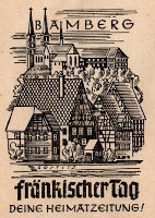 Zeitungs-Drucksache Partie an der Regnitz und Kloster Michelsberg