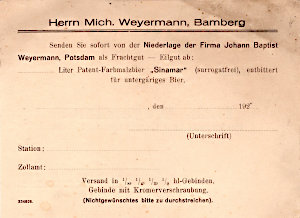 Weyermann Bestellkarte