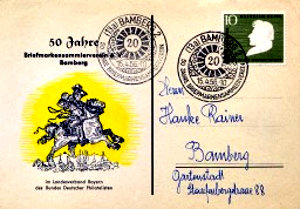 Karte und Stempel 50 Jahre Verein