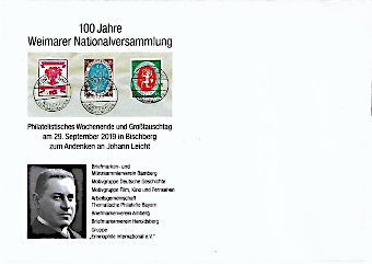 Sonderumschlag 100 Jahre Weimarer Nationalversammlung