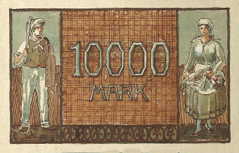10 000 Mark Rückseite 1923 Entwurf 5