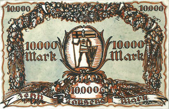 10 000 Mark Rückseite 1923 Entwurf 8