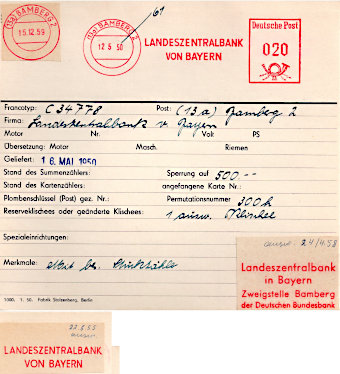 Landeszentralbank Maschinenkarte 1950