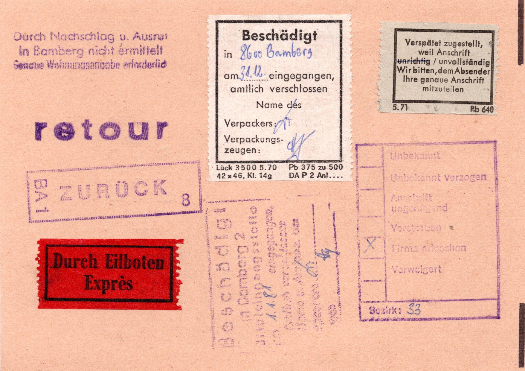 Empfänger unbekannt 1981