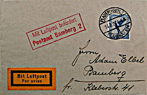 Postkarte Luftpost befördert